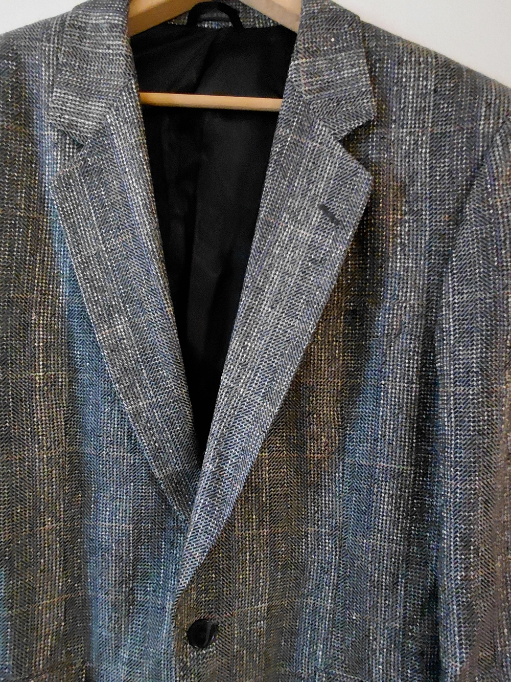 Bachrach 39R Gray Glen Plaid 100% Silk Mens Blazer Sport Coat Suit Jacket Lined